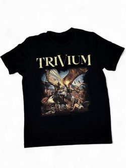 Trivium In The Court Of The Dragon T-Shirt XL Heavy Metal Band Tee 2021 Album Cover Art Dragon Battle Graphic Tee 🔥 2021 album tee. Front has TRIVIU
