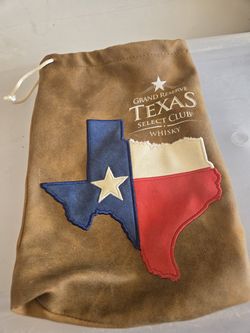 Leather Select Drawstring Texas Flag Bag Pouch 