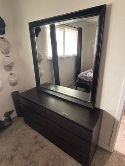 Black IKEA Dresser with Mirror