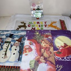 Used Christmas Mix Decor Flags GEL CLINGS