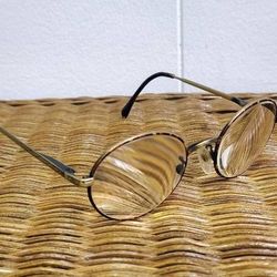 Calvin Klein Eyeglasses  Frames VTG Round Tortoise Shell  Etched Gold Tone  Border