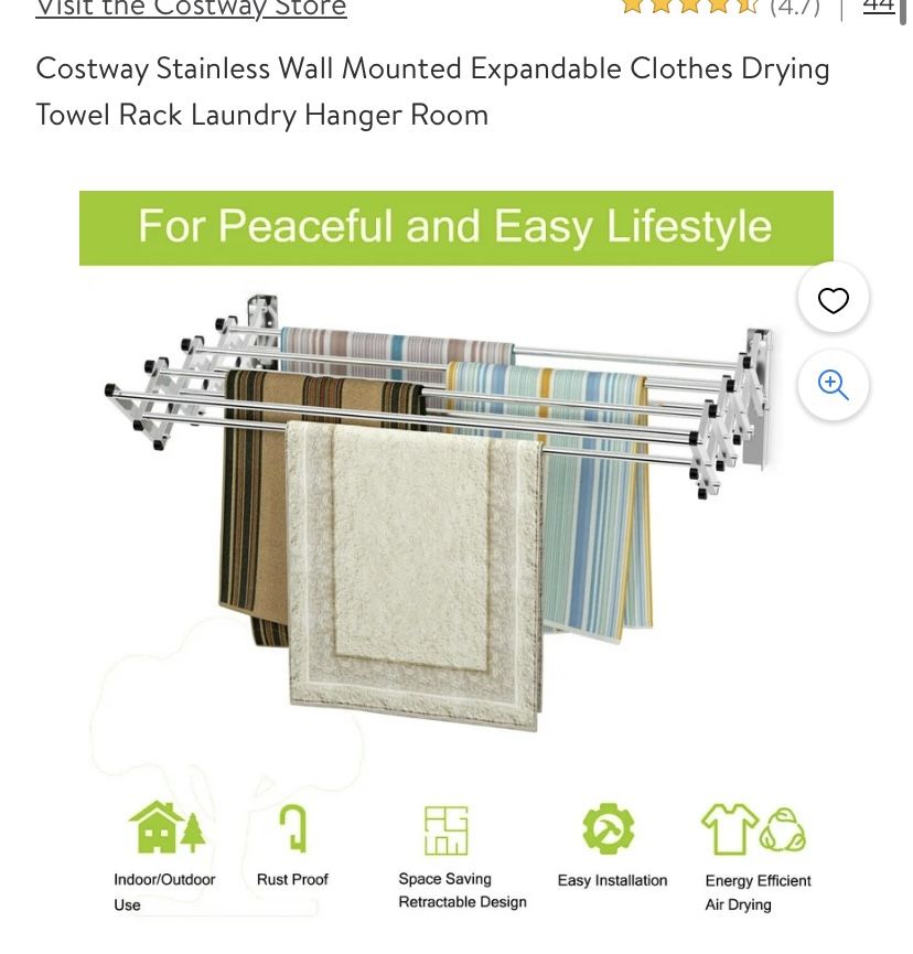 Cost way Wall Mounted Folding Clothes Rack Retail $70