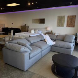 RH Style Modular Cloud Sofa Chaise Sectional With Performance Fabric 