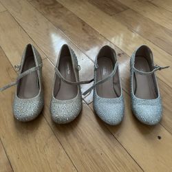 Rhinestone heels, kids heels, kids high heels, gold heels, silver heels, crystal kitten heels size 3