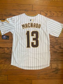 White San Diego padres pinstripe Machado jersey