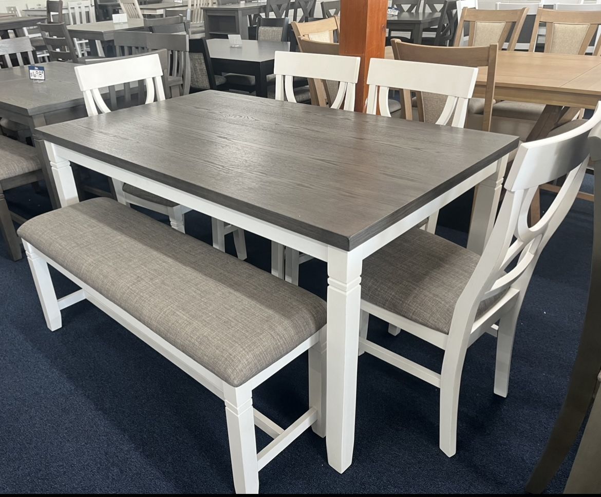 Grey And White 6pc Dining Set