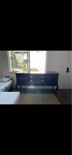 Vintage Dark Green Wood Buffet /sideboard