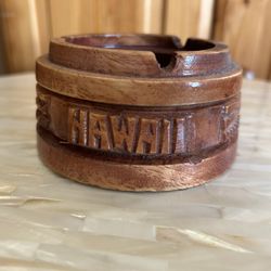 Perfect For A Tiki Bar!! Vintage Hawaii Hand Carved Ashtray/Never Used