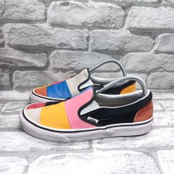 VANS Slip-Ons Leather & Suede Patchwork Sneakers, Sz. Women's 9.5 /Men's 8