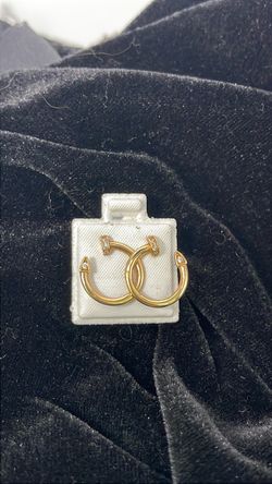 18k gold nail hoop earrings with CZ
