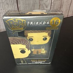 Funko Pop Large Enamel Pin - Television - Friends 16 Ross Geller New in sealed box but sticker was placed on top of figurine box (shown in photo)