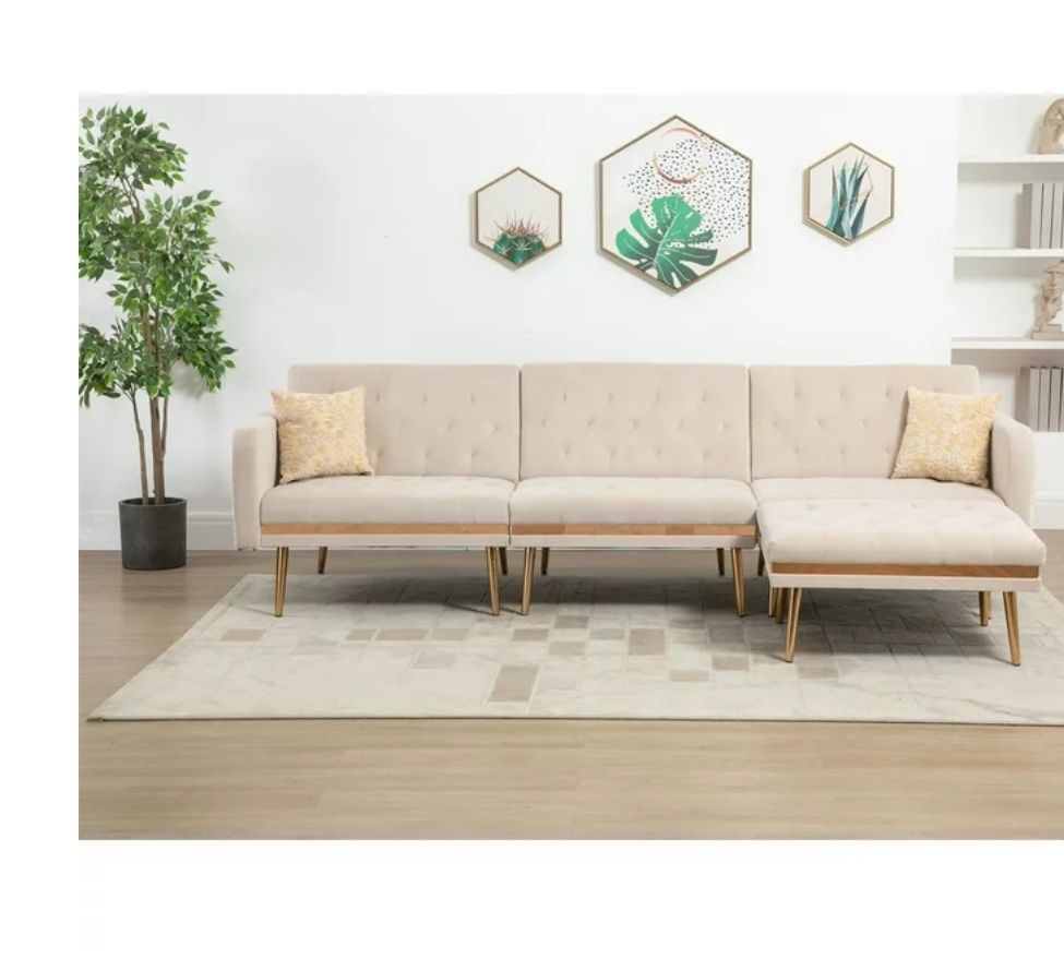 Modern L Shaped Couch - Sectional Sofa Cum Bed/ Love Seat- With Ottoman