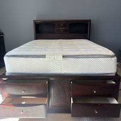 Queen Storage Platform Bed + Mattress – 10 Drawers – Fontana