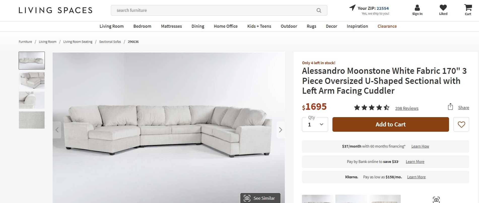 Living Spaces Sectional Couch
