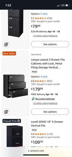 New Letaya Lateral File Cabinet Black