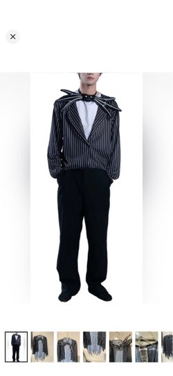 Jack Skellington Adult Halloween Costume shirt and tie size 42-46 XL