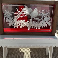 Antique Ruby Red Flash Glass Window 