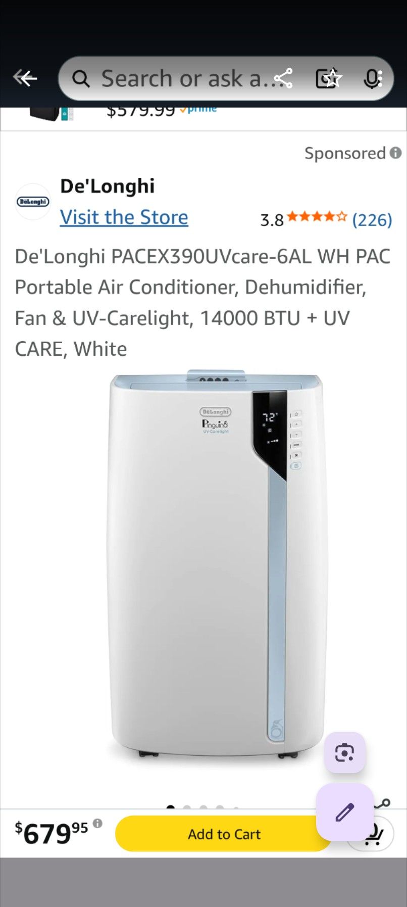Delonghi Portable Air Conditioner