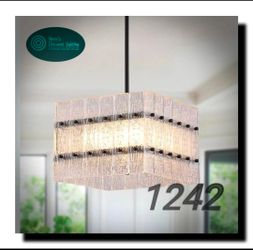Meixisue Modern Black Crystal Chandelier for Dining Room,Contemporary Square...