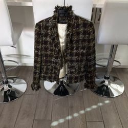 “Chanel” Style Woven Tweed Blazer 