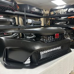 22 -26  honda civic Type R Style Front Bumper Cover Complete new in stock fit all models Polyurethane unpainted  Glossy grill