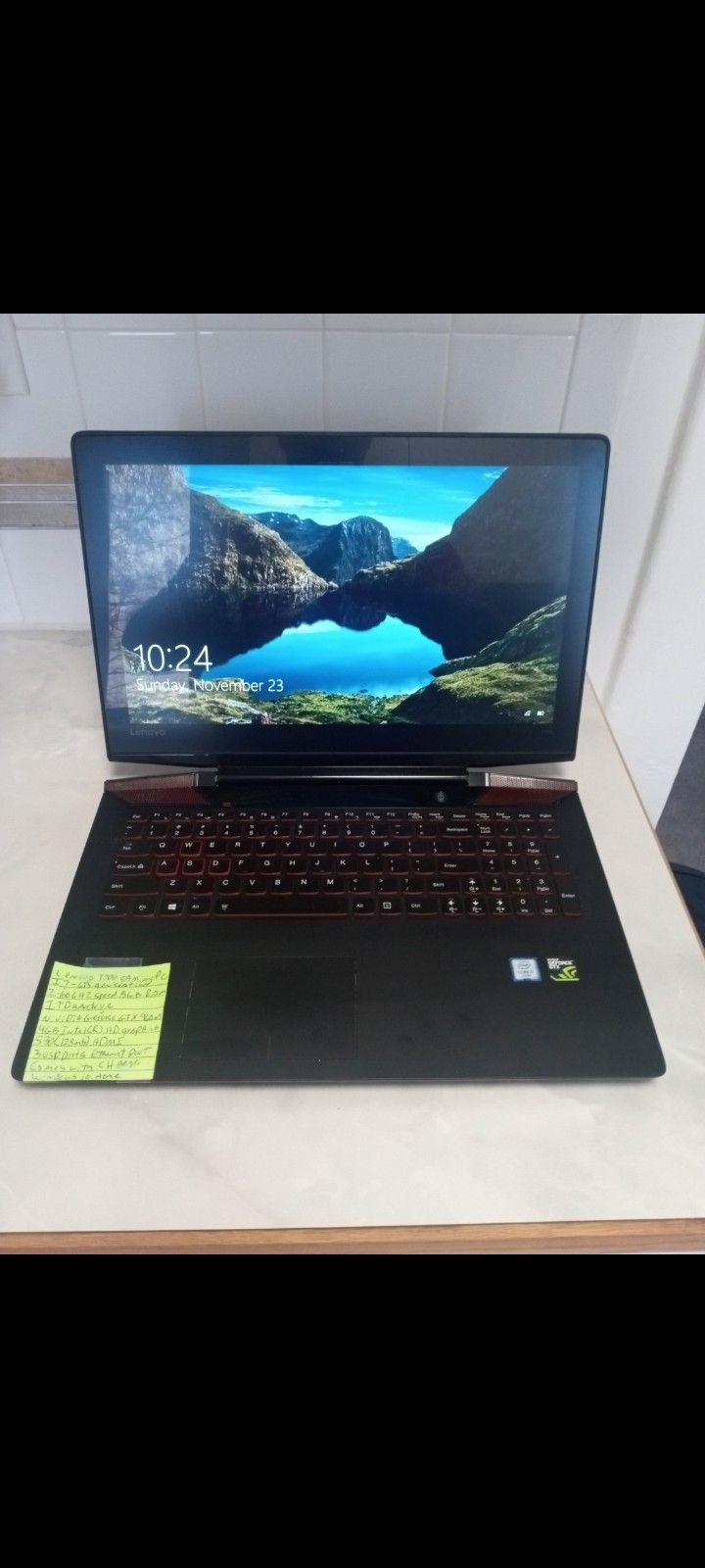 Lenovo Y700 Gaming Laptop Fast Intel I-7 6th Gen Windows 10 Home 