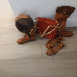 Boots, Sandals, & Crossbody Bag