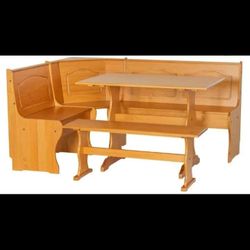 Linon Chelsea 3 piece farmhouse indoor corner dining nook with storage.