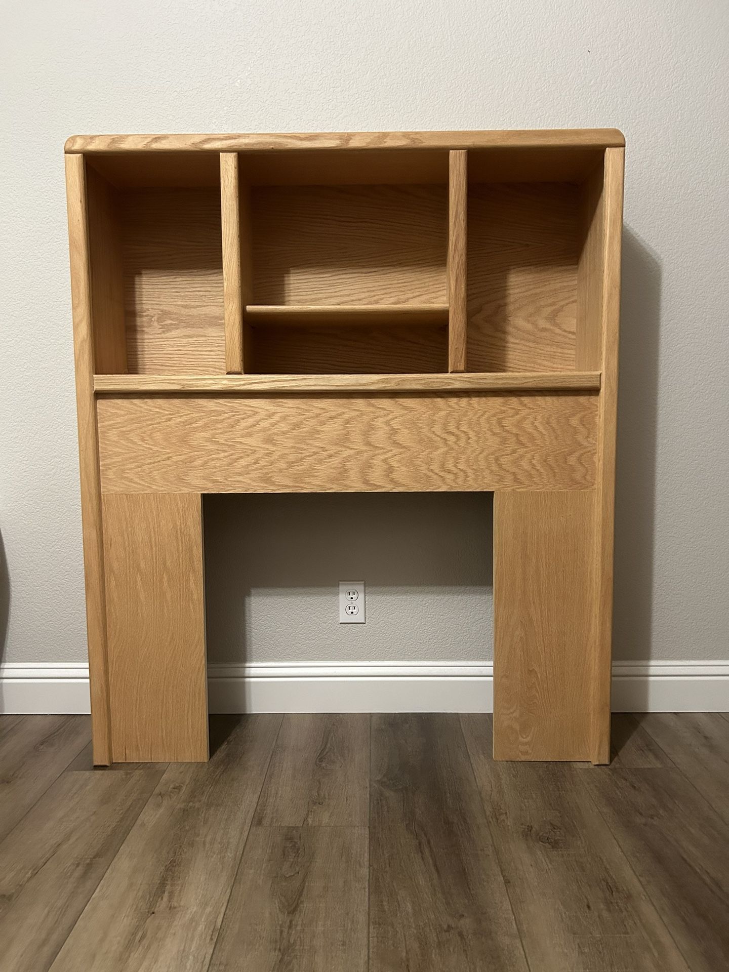 Kids Twin Oak Bookshelf Headboard