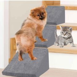 NEW! 3 piece set Dog Ramps for stairs, memory foam, Washable Removable covers, 6" tall x 16" wide