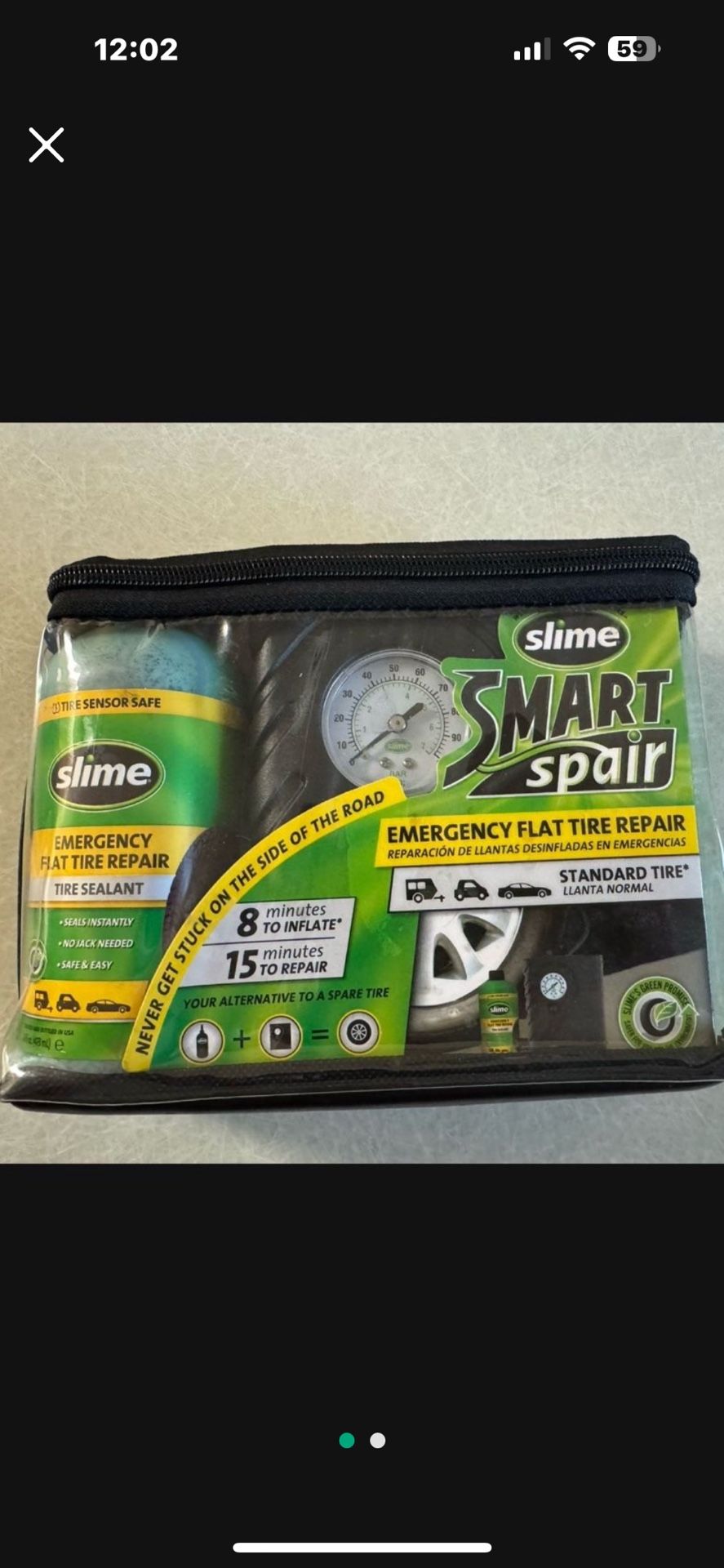 SLIME SMART FLAT TIRE REPAIR KIT. NOT USED.