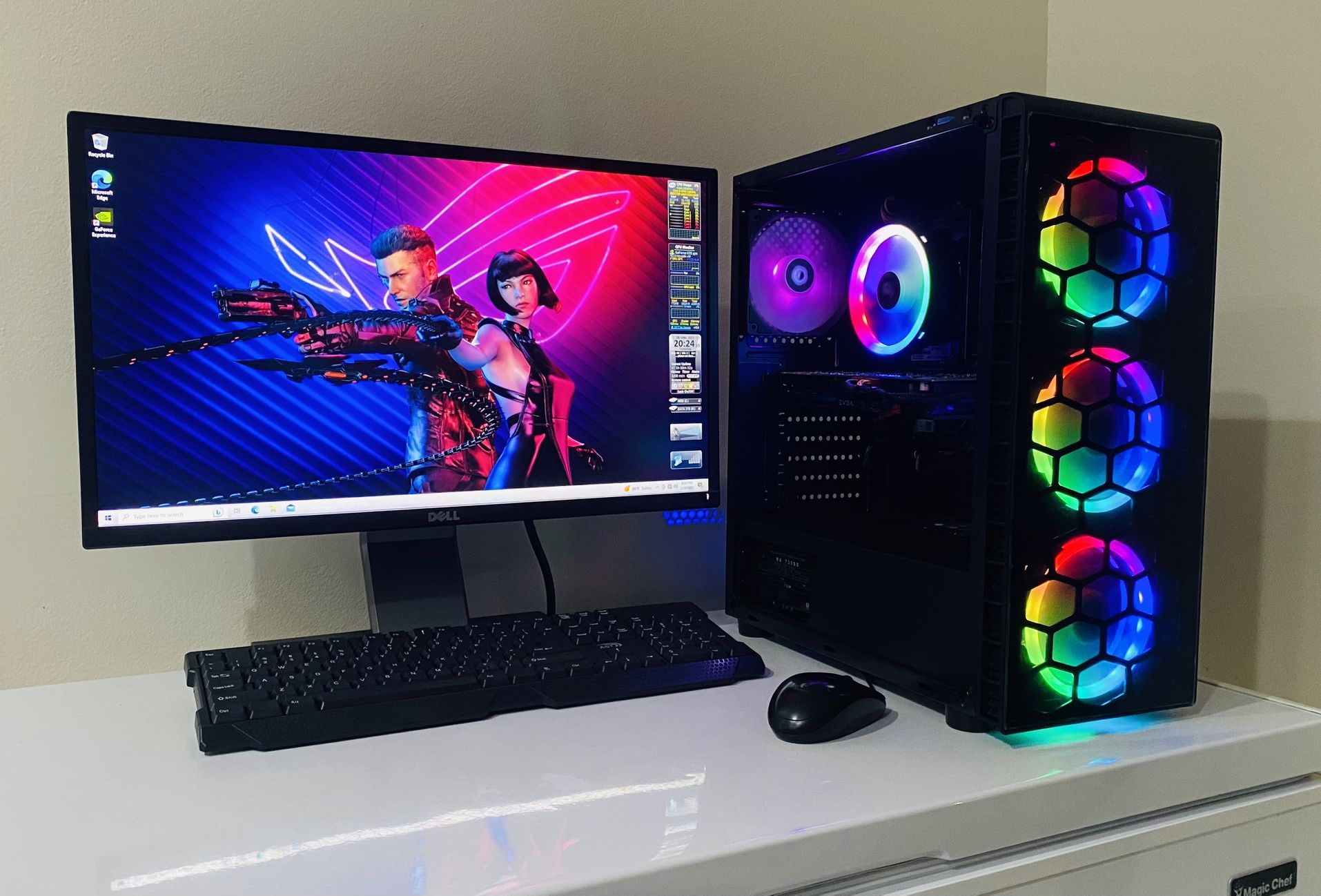 NEW ASUS 8th Gen Gaming PC 6 Core I5 @2,8GHz. NVidia GTX970. 256G M2/3T HDD, 16G DDR4. Remote Cont. WIFI.Bluetooth. USB 3,2, 730W PSU. 24”Monit, Win10