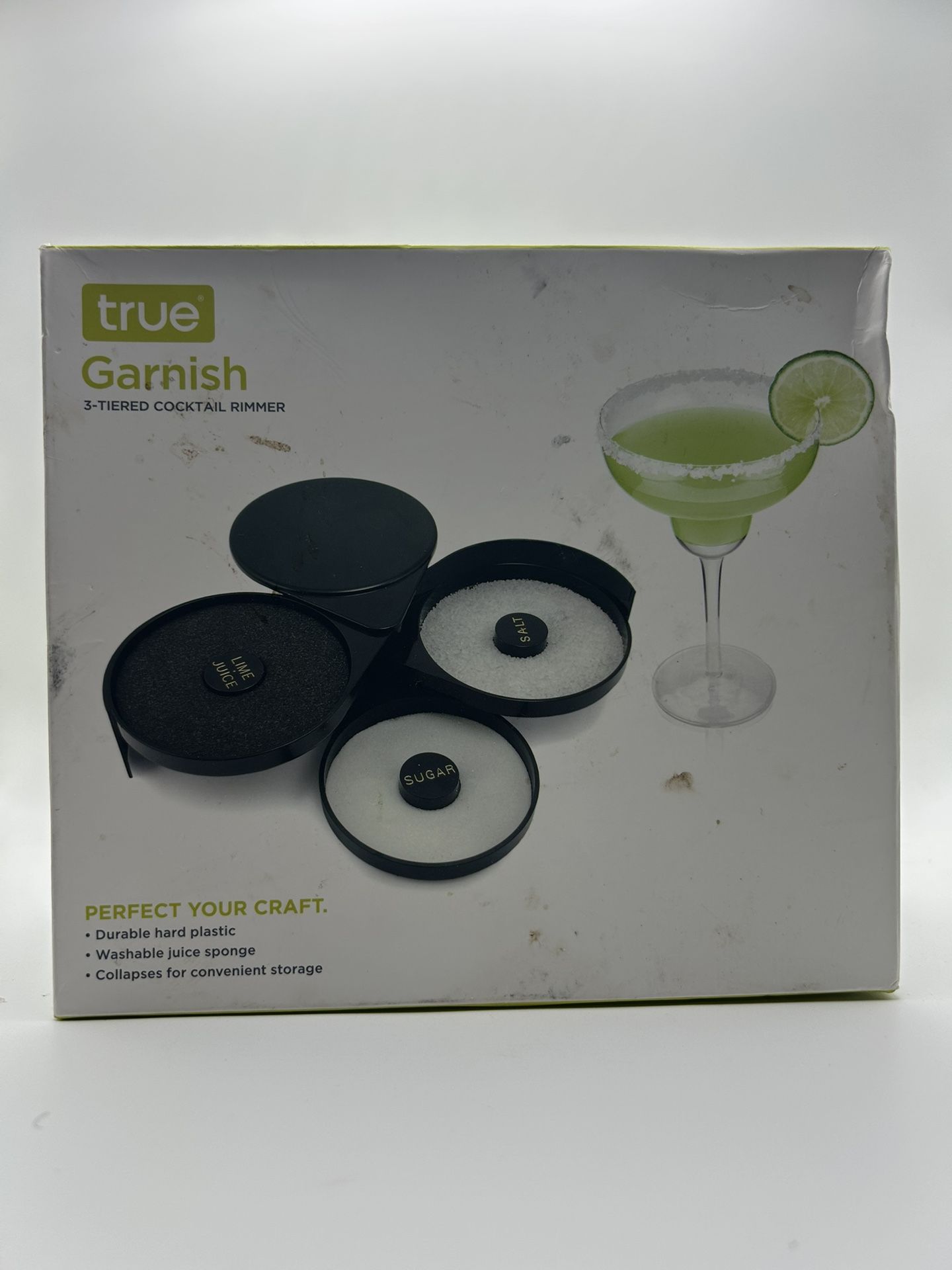 True Garnish 3-tiered Cocktail Rimmer Brand New In Box
