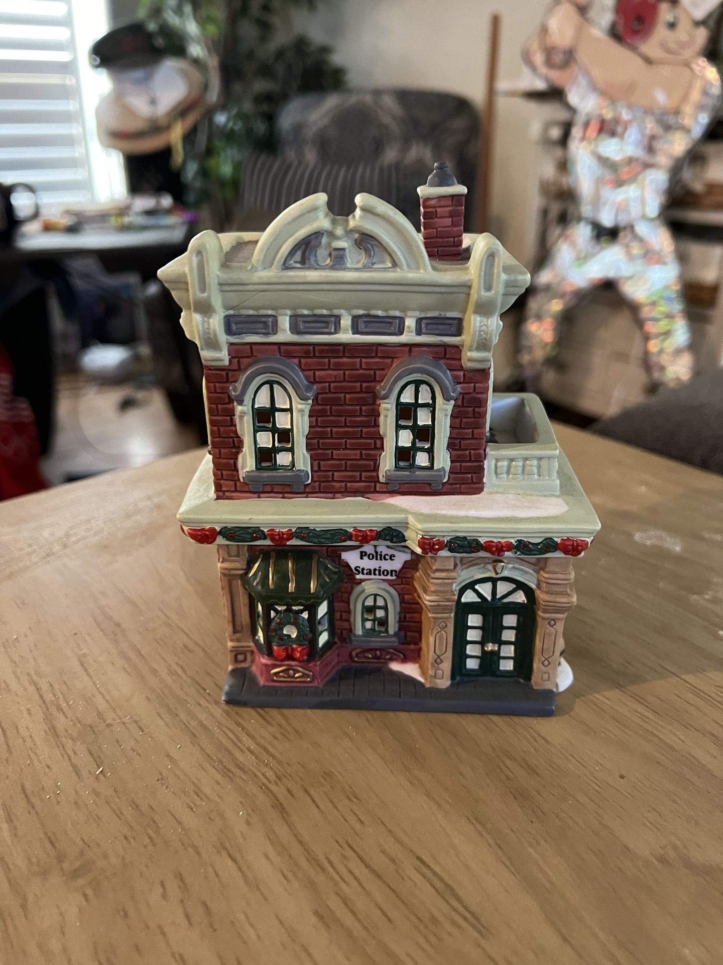 Vintage Ceramic Christmas Village Police Station
