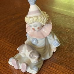 Vintage Lladro Clown With Puppy Figurine 