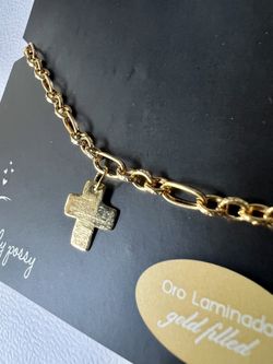 Gold filled Chain And Cross Bracelet 