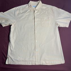 Tommy Bahama Mens classic Salmon Double Stitch Plaid Short Sleeve Shirt (L)