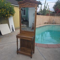 Vintage Hall Tree Mirror Cabinet 