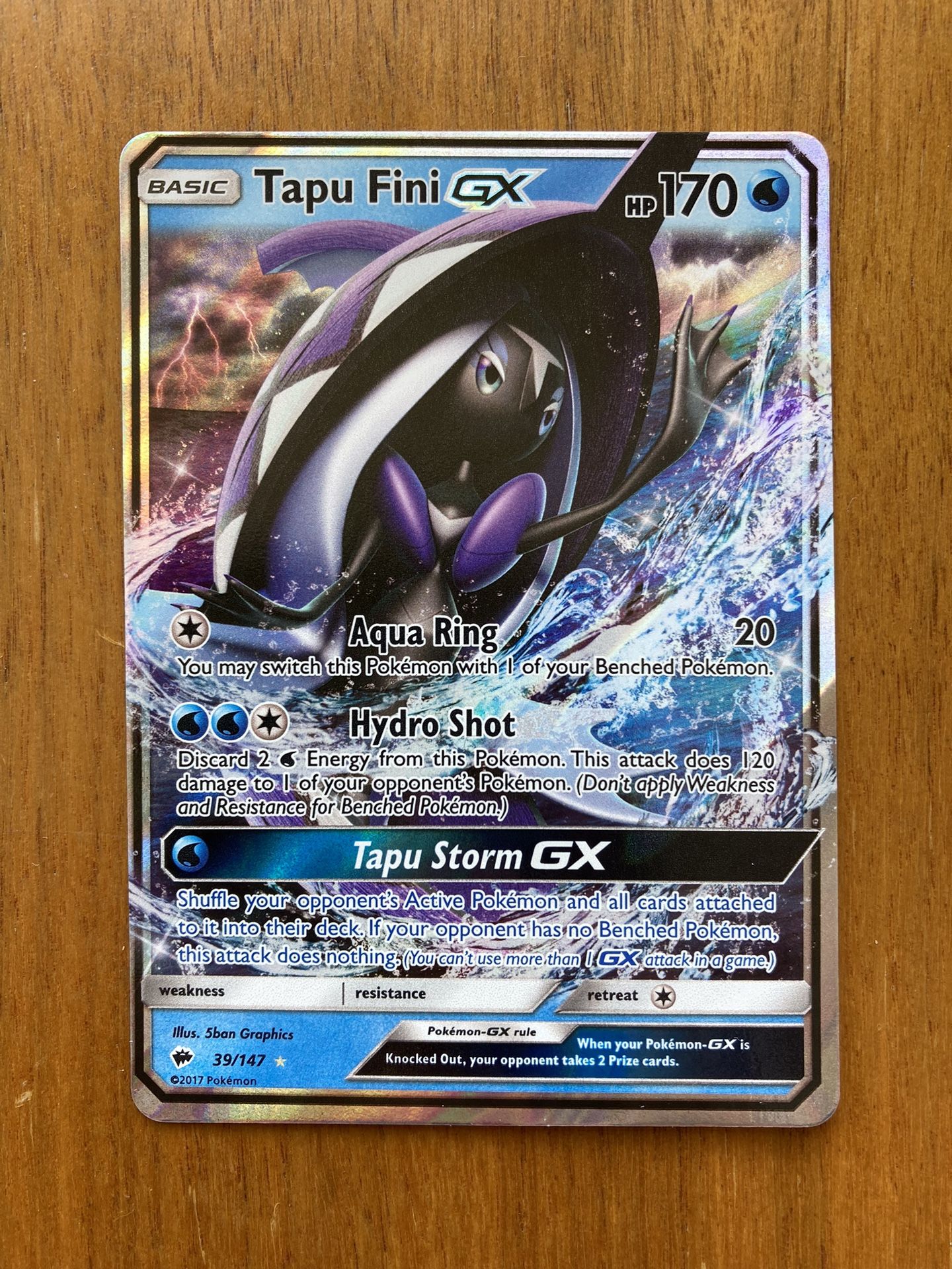 2017 Pokémon Burning Shadows Tapu Fini GX 39/147 Full Art - NM