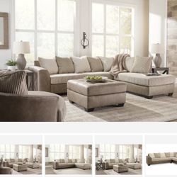 Keskin Sand 2-Piece RAF Chaise Sectional ( sectional couch sofa loveseat recliner options