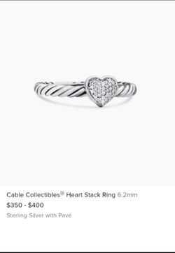 David Yurman heart shaped cable ring