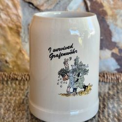 Vintage GERZ “I Survived Grafenwohr” Stoneware Beer Mug Stein, Germany
