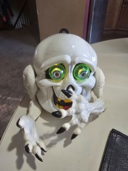 Halloween Animated Skull with Light-Up Eyes