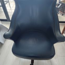 Leather Swivel Chair Blue