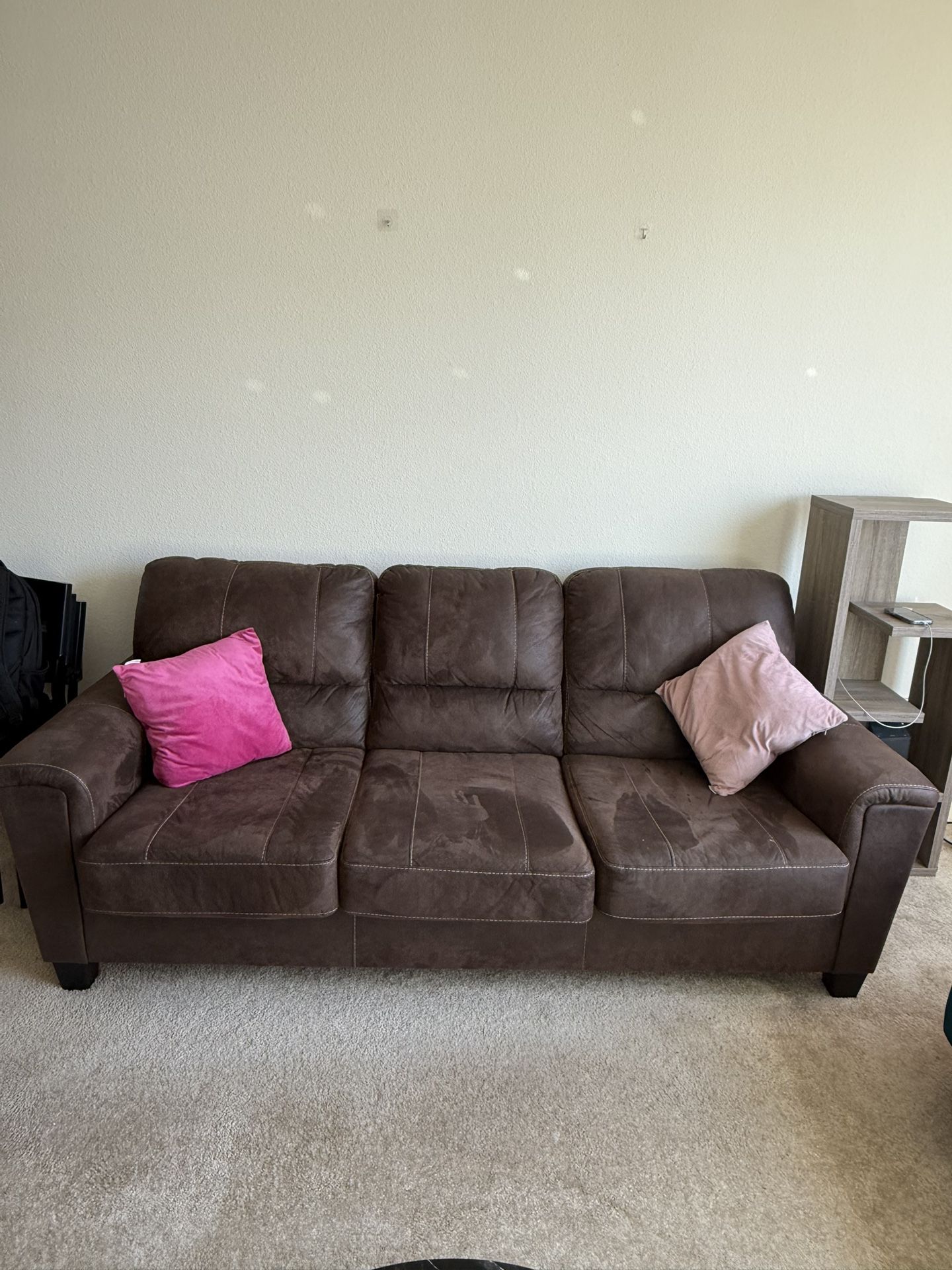 Comfy 3-Seater Brown Faux Leather Sofa – Great Condition!