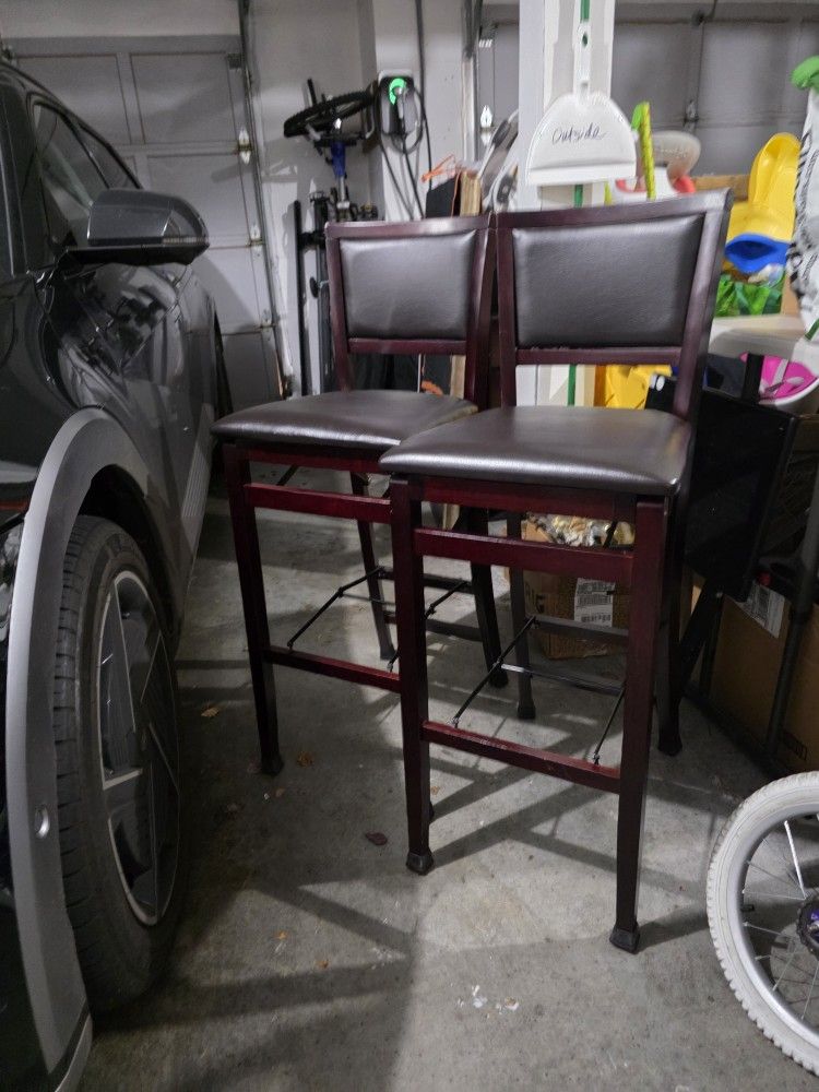 2 Foldable Bar Height Chairs