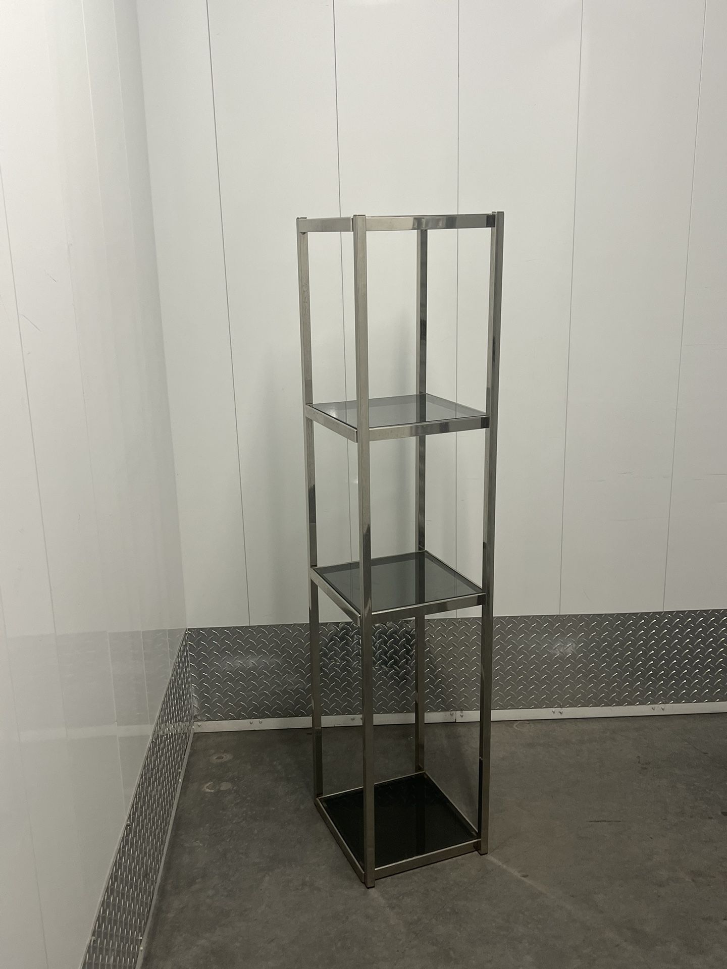 Vintage MCM Milo Baughman Style Tiered Chrome Shelving Unit