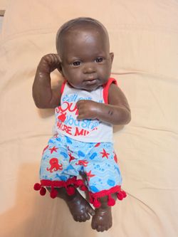 Dark-Skinned Reborn Baby Doll with Outfit