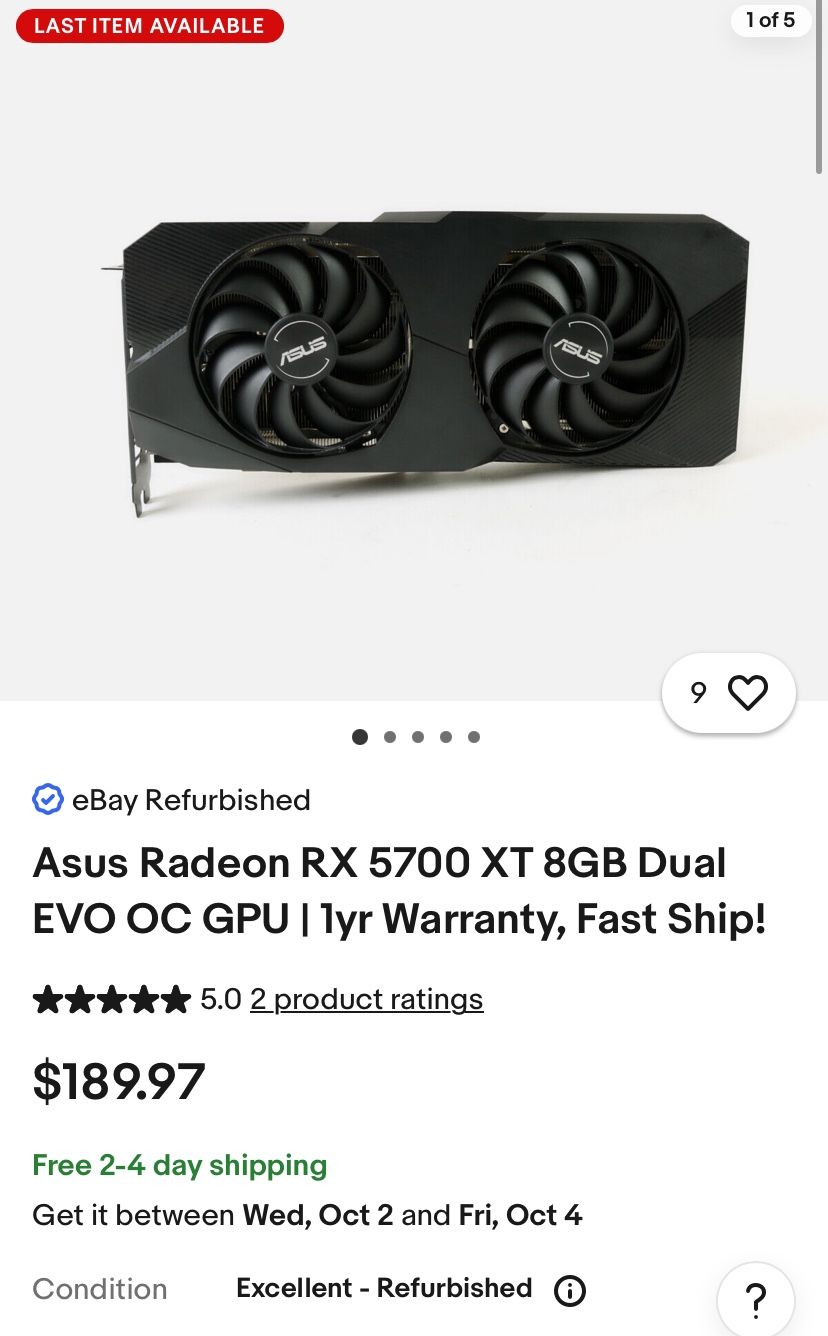 Asus Dual RX5700XT-08-EVO (Graphics Card)