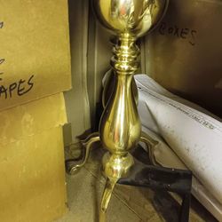 Vintage Brass Cannonball Lion Claw Feet 2Pcs Fireplace Log Holders Andirons 17”h